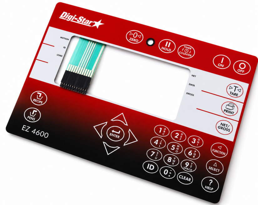 Teclado de Membrana vermelho para equipamento de pesagem